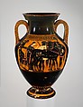 Terracotta amphora (jar), Recalls the Rycroft Painter, Terracotta, Greek, Attic
