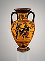 Terracotta neck-amphora (jar), Attributed to the Edinburgh Painter, Terracotta, Greek, Attic