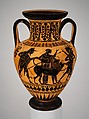 Terracotta neck-amphora (jar), Terracotta, Greek, Attic