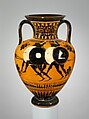 Terracotta neck-amphora (jar), Terracotta, Greek, Attic