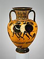 Terracotta neck-amphora (jar), Terracotta, Greek, Attic