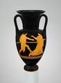 Terracotta Nolan neck-amphora (jar), Phiale Painter, Terracotta, Greek, Attic