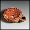 Terracotta oil lamp, Terracotta, Roman, Cnidian