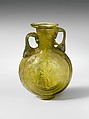 Glass lentoid amphoriskos, Glass, Roman