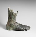 Bronze right foot and lower leg from a colossal statue, Bronze, Roman