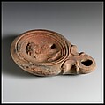 Terracotta oil lamp, Terracotta, Roman