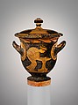 Terracotta bell-krater (mixing bowl) with lid, Attributed to the Group of the Würzburg Scylla, Terracotta, Greek, Boeotian