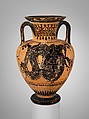 Terracotta neck-amphora (jar), Terracotta, Greek, Attic