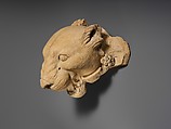 Terracotta head of a panther, Terracotta, Roman