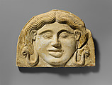 Terracotta gorgoneion antefix (roof tile), Terracotta, Greek, South Italian, Tarentine