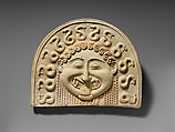 Terracotta painted gorgoneion antefix (roof tile), Terracotta, paint, Greek, South Italian, Tarentine