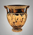 Terracotta column-krater (vase for mixing wine and water), Attributed to the Boreas Painter, Terracotta, Greek, Attic