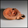 Terracotta oil lamp, Terracotta, Roman, Cnidian