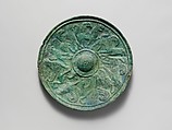 Bronze shield boss with griffin and sphinx frieze, Bronze, Etruscan