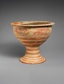 Terracotta footed bowl, Terracotta, Etruscan, Italo-geometric