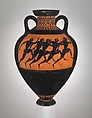 Terracotta Panathenaic prize amphora, Attributed to the Euphiletos Painter, Terracotta, Greek, Attic