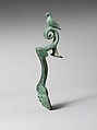 Pair of bronze amphora (jar) handles, Bronze, Etruscan