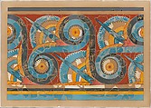 Reproduction of the "Great S-spiral frieze" fresco, Emile Gilliéron père, 1911 or early 1912. Swiss, watercolor on paper, Mycenaean
