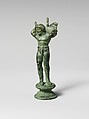Bronze statuette of a youth carrying a pig, Bronze, Etruscan