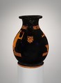 Terracotta pelike (jar), Attributed to the Carlsruhe Painter, Terracotta, Greek, Attic