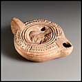 Terracotta oil lamp, Terracotta, Roman