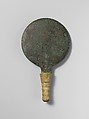 Bronze mirror with ivory handle, Bronze, ivory, Etruscan
