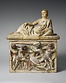 Terracotta cinerary urn, Terracotta, Etruscan