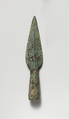 Miniature bronze spearhead, Bronze, Etruscan, Vulci