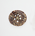 Segment from a bronze fibula (safety pin), Amber, bronze, Etruscan