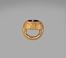 Banded agate intaglio set in a large gold ring | Etruscan | The ...