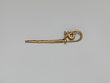 Gold serpentine fibula (safety pin), Gold, Etruscan