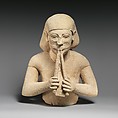 Limestone bust of a flute-player, Limestone, Cypriot