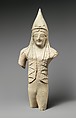 Limestone statuette of a youthful votary wearing a pointed cap, Limestone, Cypriot