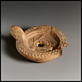 Terracotta oil lamp, Terracotta, mold-made, Roman
