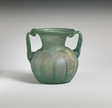 Glass jar with two handles, Glass, Roman