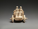 Limestone model of chariot drawn by two horses, Limestone, Cypriot