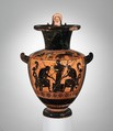 Terracotta hydria (water jar), Attributed to the Leagros Group, Terracotta, Greek, Attic