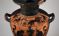 Terracotta hydria (water jar), Attributed to the Leagros Group, Terracotta, Greek, Attic