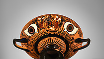 Terracotta kylix: eye-cup (drinking cup), Signed by Nikosthenes as potter, Terracotta, Greek, Attic