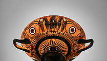 Terracotta kylix: eye-cup (drinking cup), Signed by Nikosthenes as potter, Terracotta, Greek, Attic