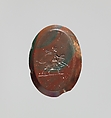 Jasper intaglio: Sol in a quadriga (four-horse chariot), Jasper, red and green, Roman