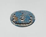 Lapis lazuli intaglio: Harpocrates in a papyrus boat, Lapis lazuli, Roman