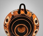 Terracotta kylix: eye-cup (drinking cup), Terracotta, Greek, Attic