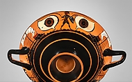 Terracotta kylix: eye-cup (drinking cup), Terracotta, Greek, Attic