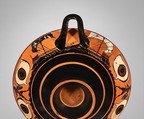 Terracotta kylix: eye-cup (drinking cup), Terracotta, Greek, Attic