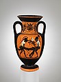 Terracotta neck-amphora (jar), Attributed to the Diosphos Painter, Terracotta, Greek, Attic