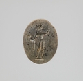 Hematite intaglio: Standing deity, Hematite, Roman