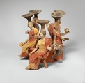 Terracotta group of women seated around a well head, Terracotta, Greek, Tarentine