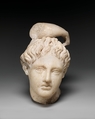 Marble head of Apollo with fragment of his hand, Marble, Roman