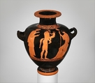 Terracotta hydria: kalpis (water jar), Attributed to the Villa Giulia Painter, Terracotta, Greek, Attic